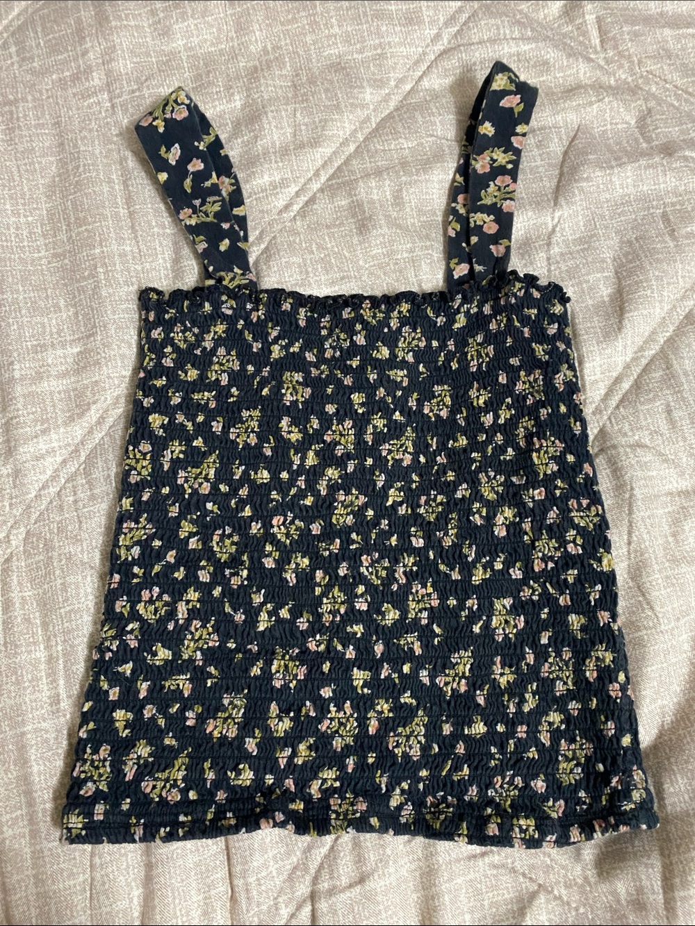 Billabong Black Smocked Floral Top